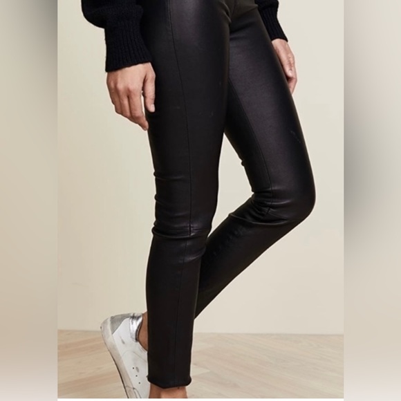 Helmut Lang Leather Pants Leggings Stretch Black - Picture 3 of 11